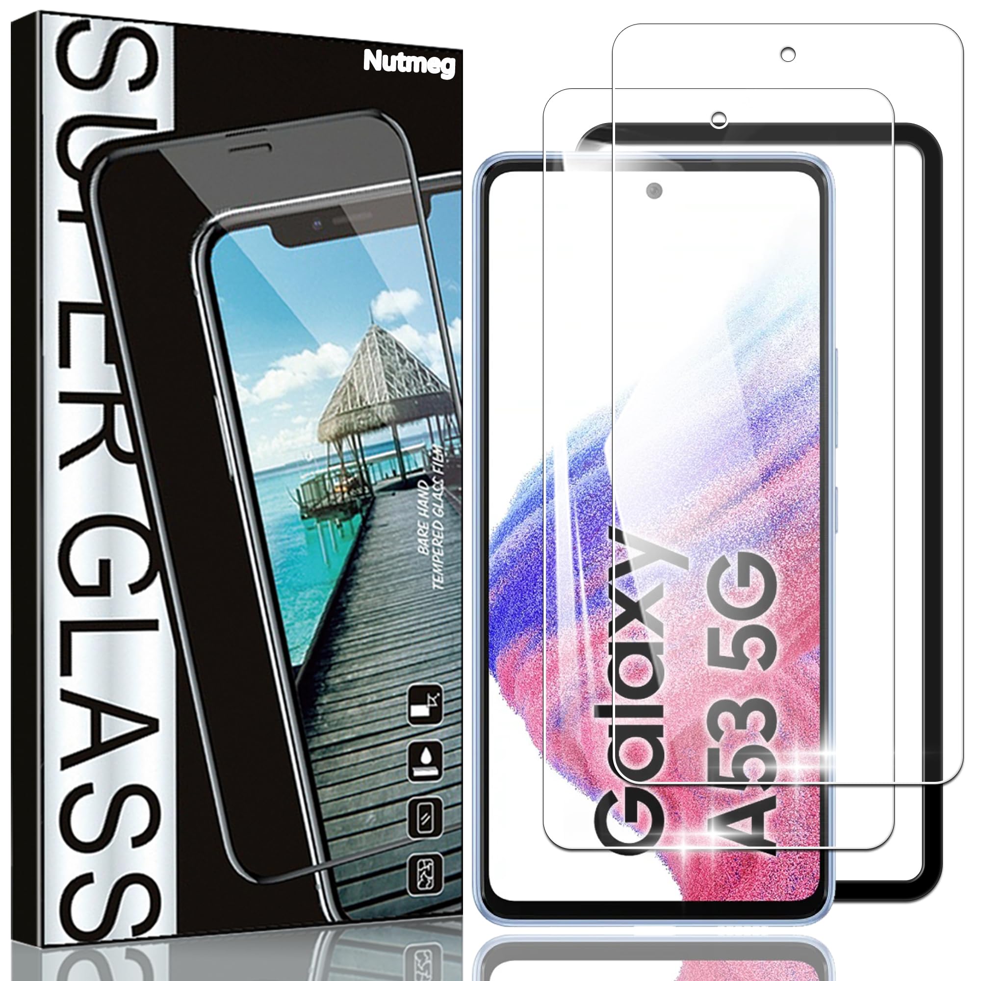 スマホ液晶保護フィルム 2枚セット ガラスフィルム 強化ガラス 硬度9H 高透過率 高光沢 気泡なし 撥油性 耐衝撃 高感度 飛散防止 指紋防止 ガイド枠付き