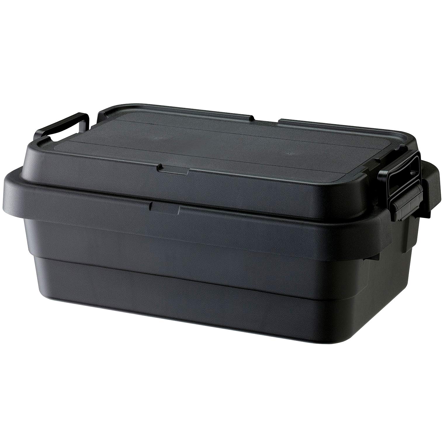 樂天商城 - 収納ボックス 30L コンテナボックス スタッキング ロータイプ 屋外収納 キャンプ 防水 日本製 ブラック 収納ケース 蓋付き トランク型