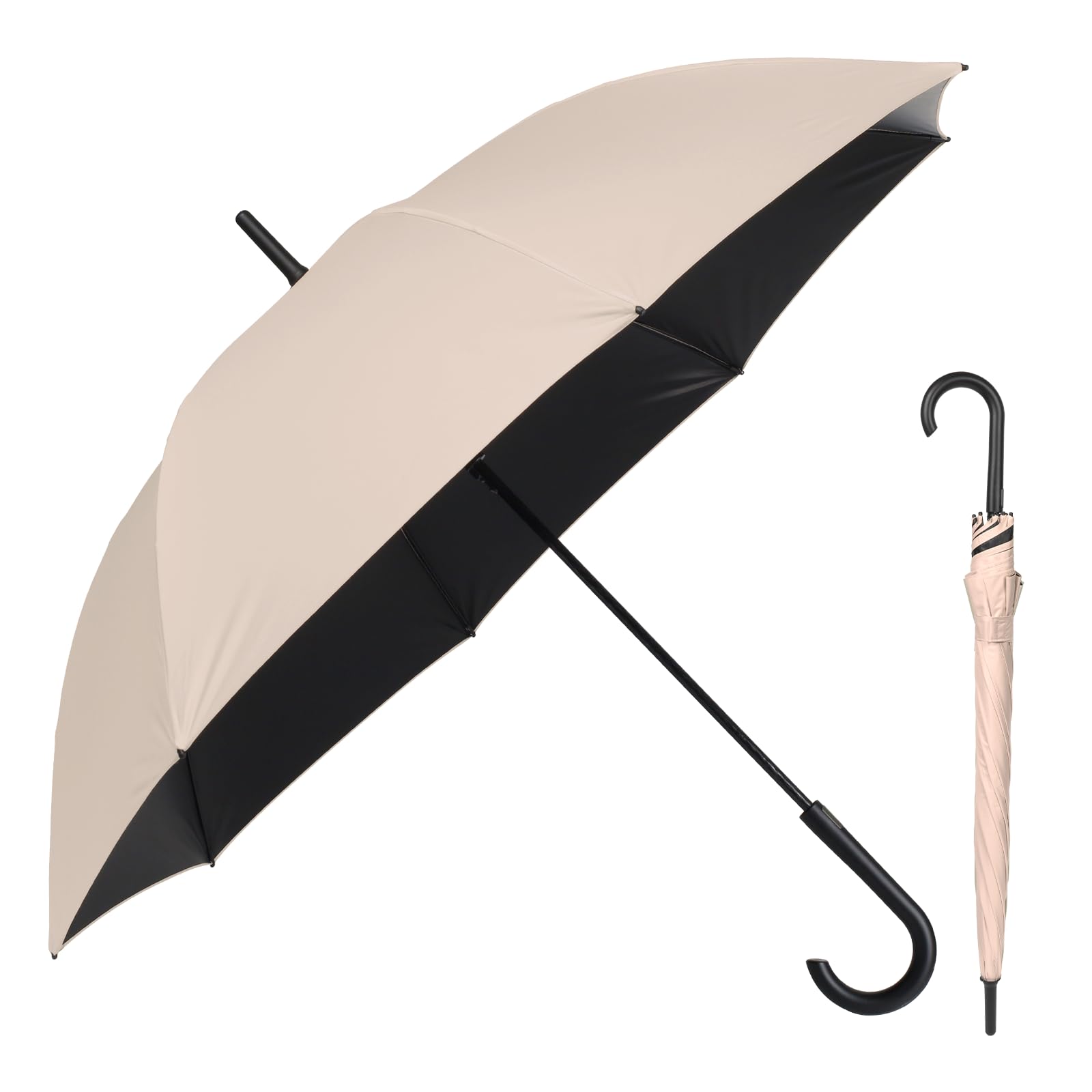 日傘 完全遮光 長傘 メンズ レディース 晴雨兼用 UVカット 100% 遮熱 58cm ワイド 超軽量 耐風 撥水 ワンタッチ ジャンプ傘 グラスファイバー スポーツ観戦 熱中症対策