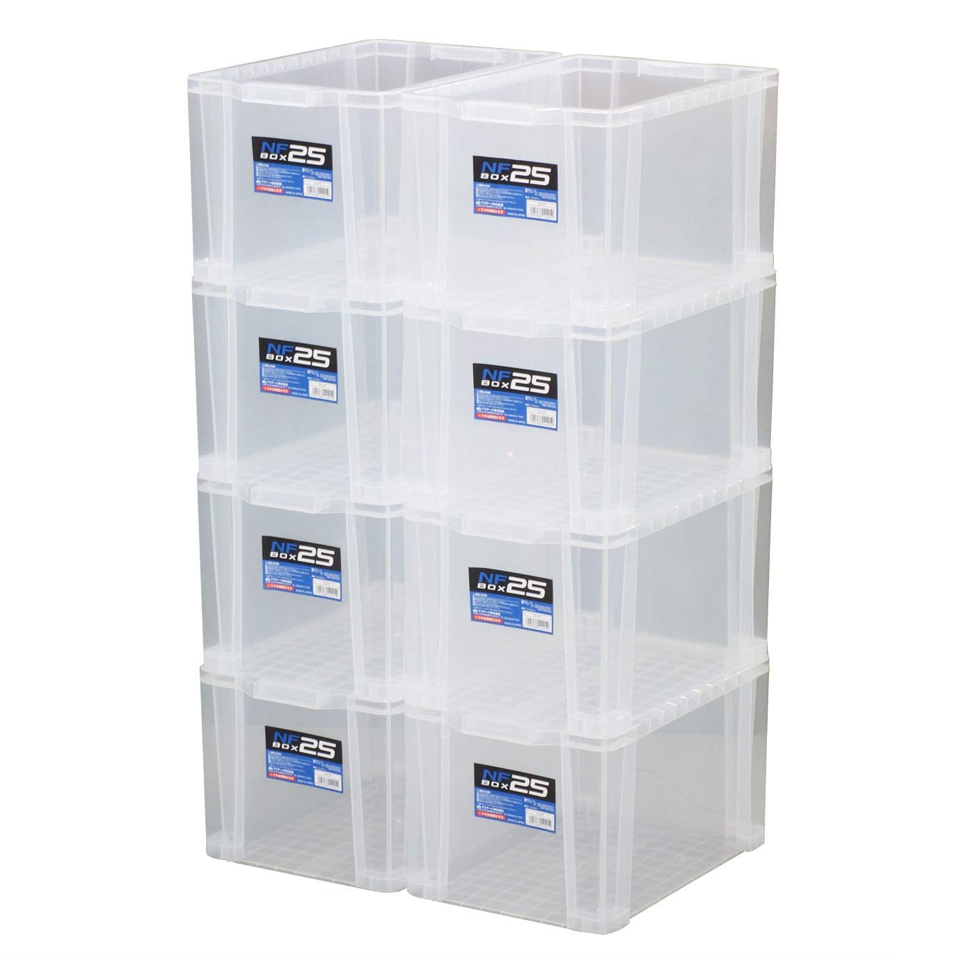 収納ボックス 8個セット クリア 幅28.7×奥行43.5×高さ24.5cm スタッキング コンテナ ケース プラスチック製 収納ケース