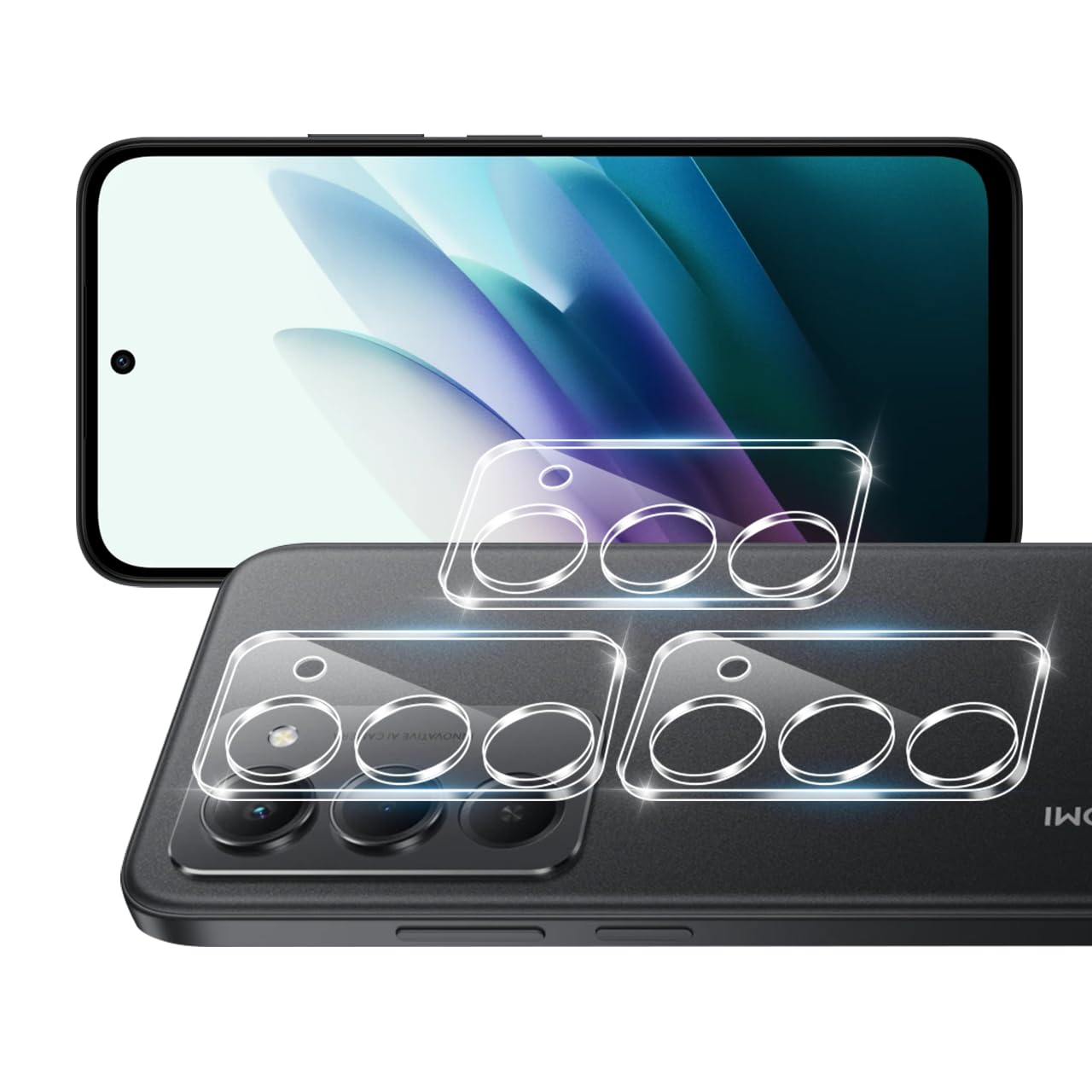 カメラ保護フィルム 3枚セット Xiaomi Redmi 15 5G用 レンズ保護 ガラスフィルム 9H硬度 高透過率 飛散防止 耐衝撃 指紋防止 気泡防止 ラウンドエッジ加工 簡単貼り付け