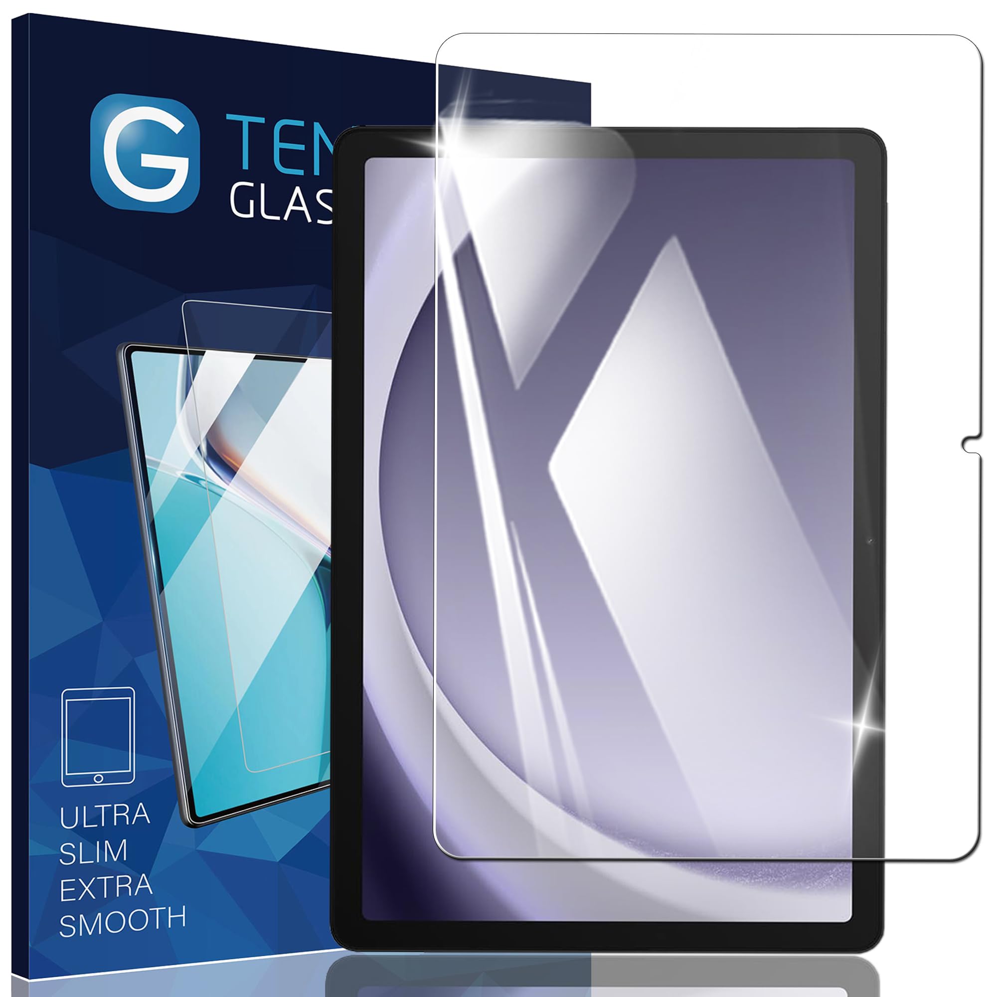 ・対応機種:Galaxy Tab S9 FE / Galaxy Tab A9+ / Galaxy Tab A9 Plus ・枚数:1枚入り ・素材:日本旭硝子 ・硬度:9H ・透過率:99%超 ・機能:衝撃吸収、指紋防止、飛散防止、疎水撥油、抗菌、気泡防止、高感度タッチ対応