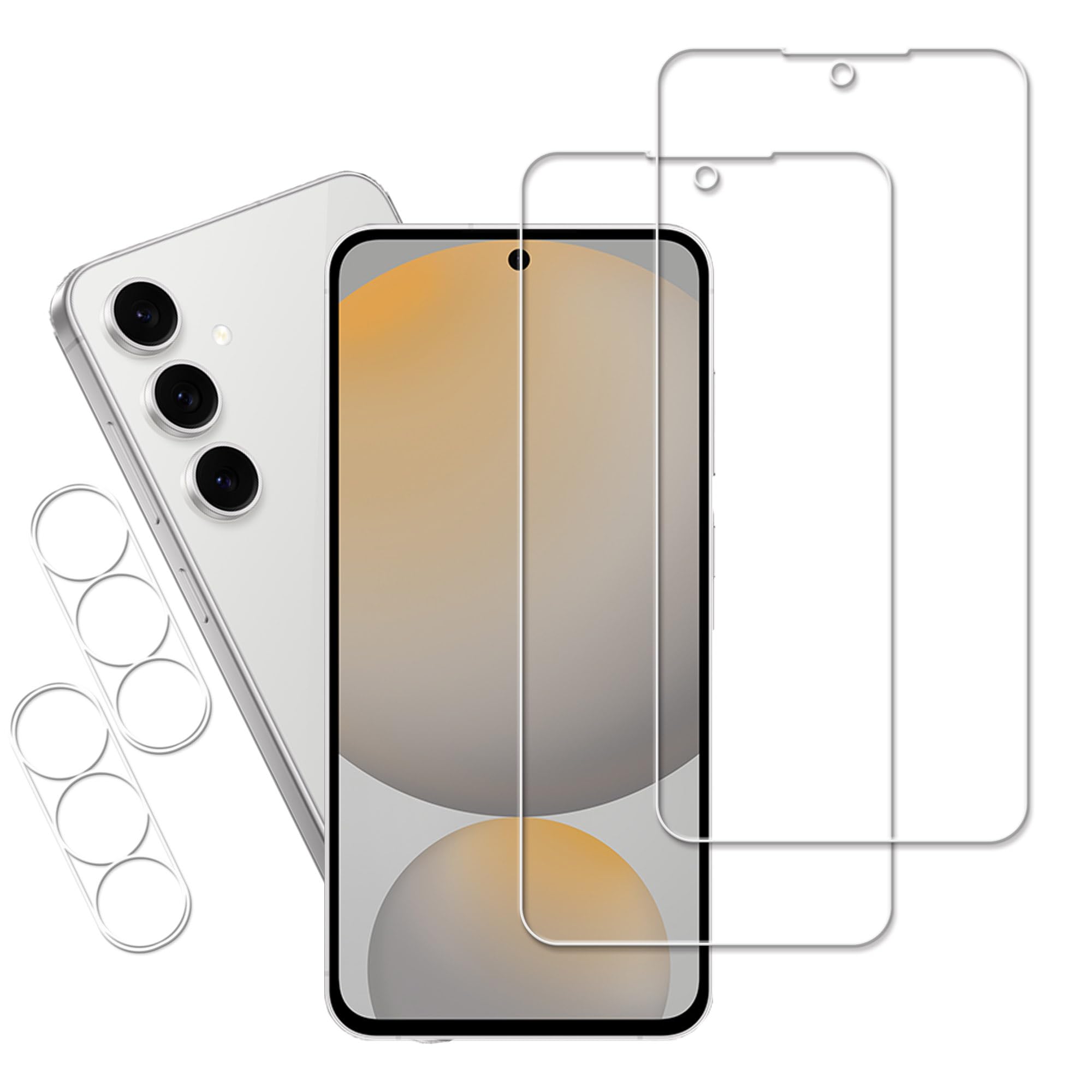 スマートフォン用 液晶保護ガラスフィルム 2枚 カメラレンズ保護フィルム 2枚セット 強化ガラス 硬度9H 高透過率 飛散防止 画面保護シート