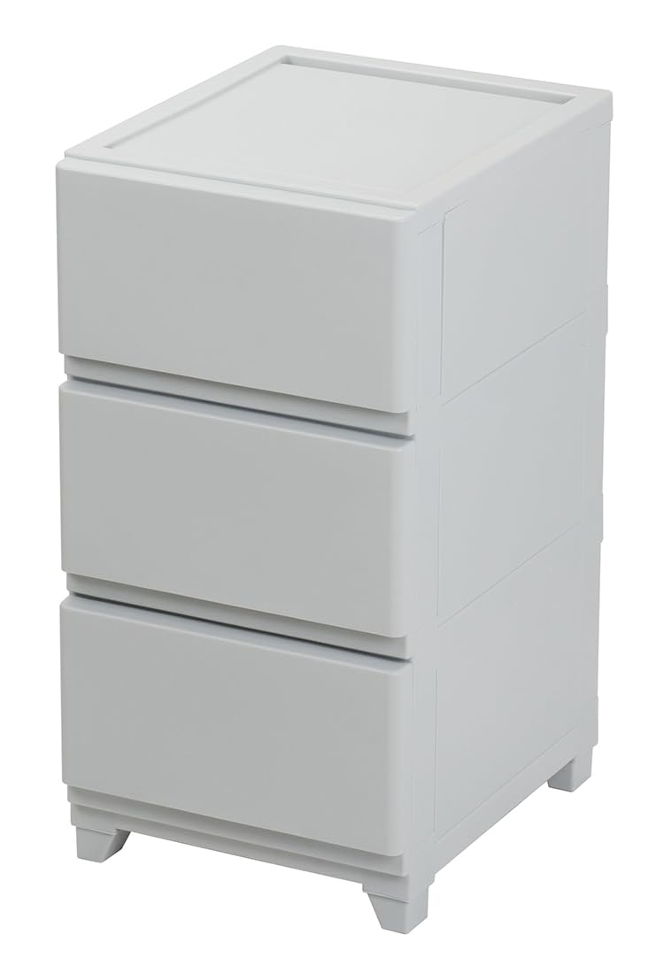 Baby Wardrobes - 収納チェスト 3段 ライトグレー 日本製 収納ボックス 衣類 タンス 引き出し プラスチック ケース 整理棚 衣装ケース リビング 寝室