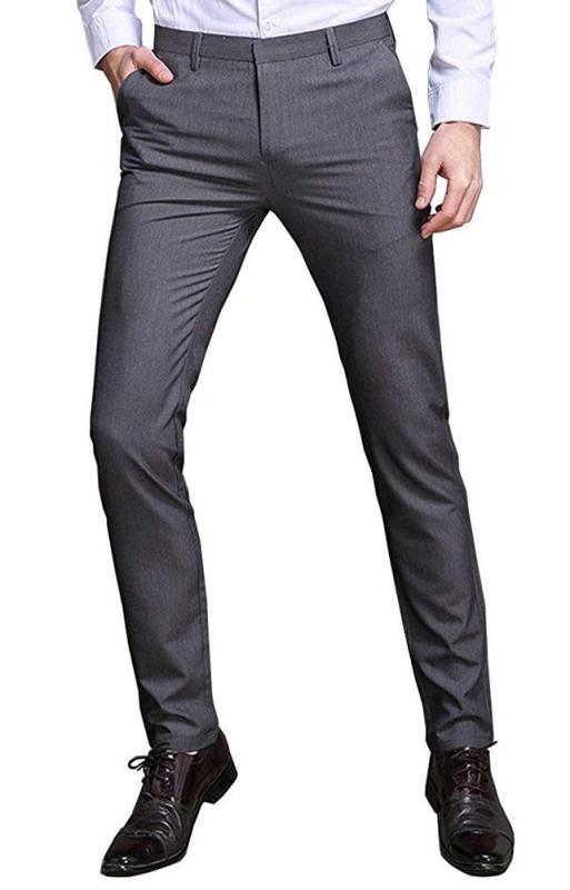 [HeiKi] ビジネス スラックス メンズ スリム 光沢 美脚 通勤 ロングパンツ ノータック ウォッシャブル