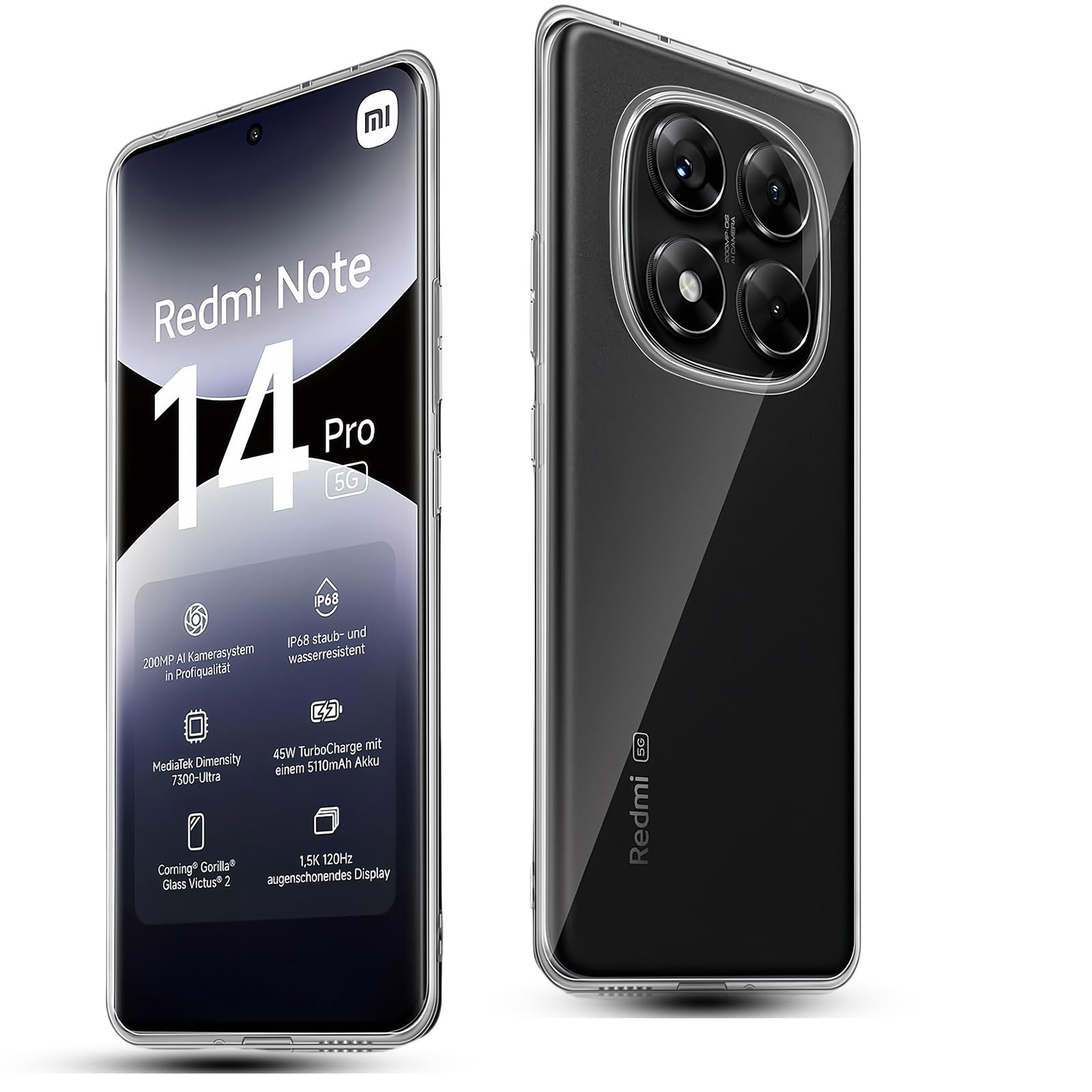 スマホケース Redmi Note 14 Pro 5G クリア 耐衝撃 TPU カバー 薄型 軽量 ストラップホール付き 指紋防止 衝撃吸収