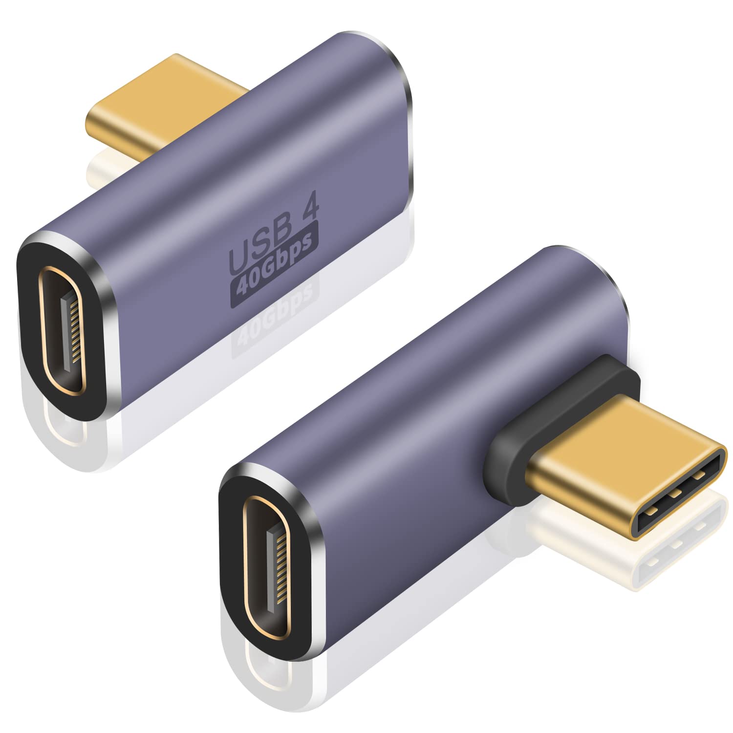 USB Type-C 変換アダプタ L字型 2個セット 40Gbps 高速転送 100W 5A 急速充電 8K 60Hz 映像出力 オス メス 延長コネクタ