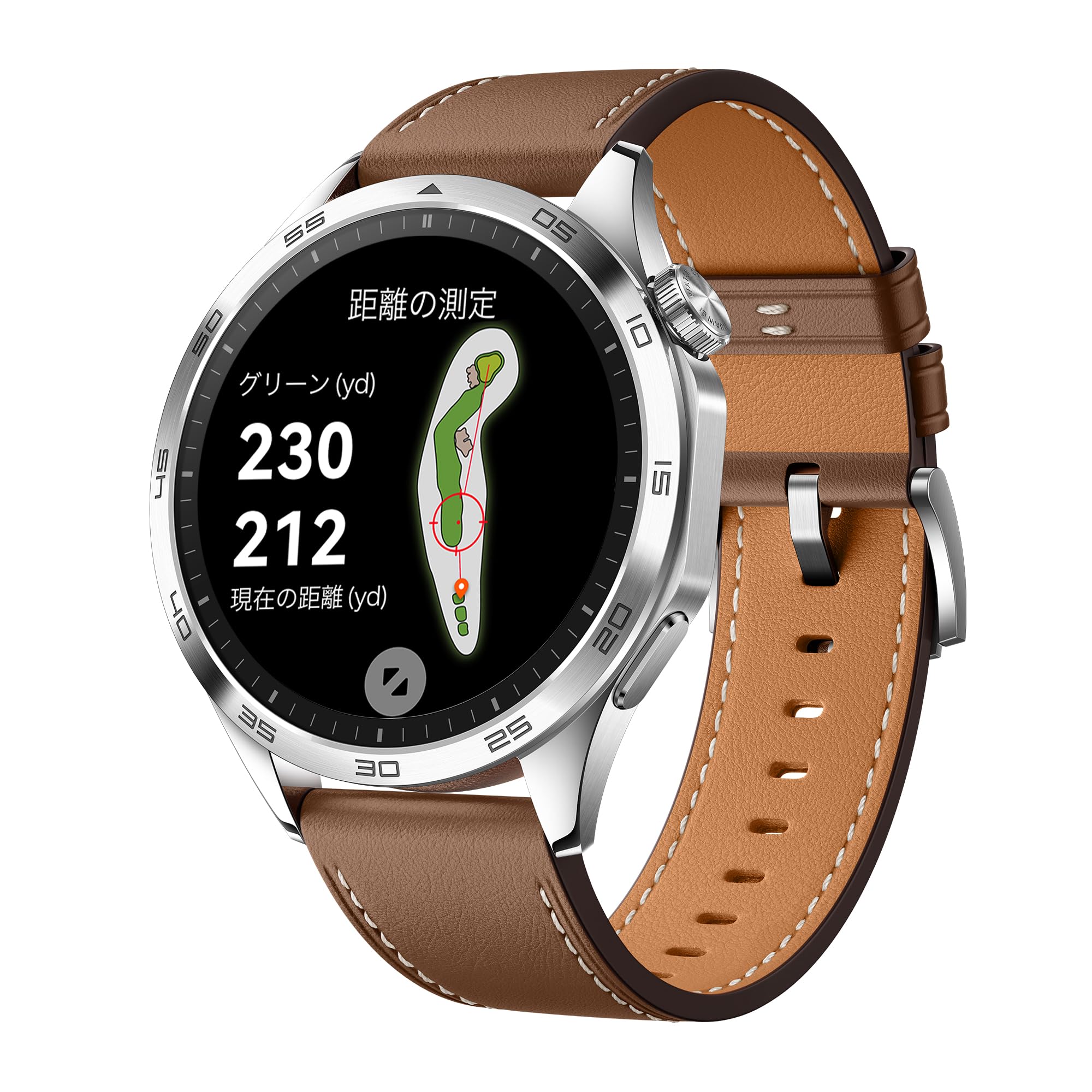 スマートウォッチ 46mm ゴルフナビ搭載 GPS 14日間ロングバッテリー カロリー管理 ブラウン