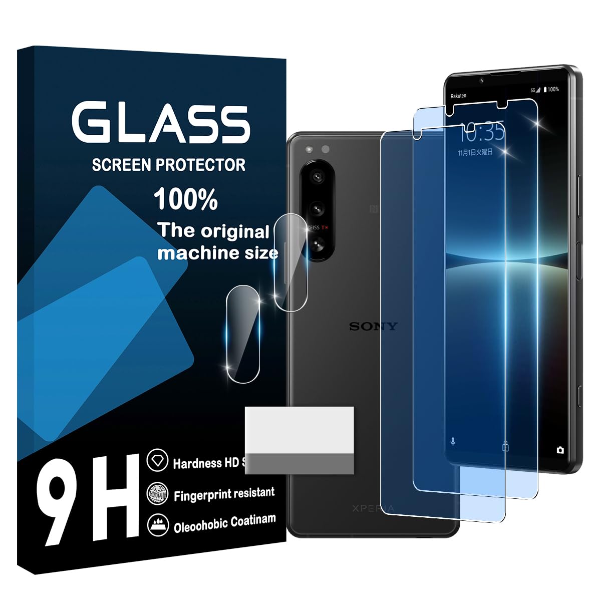 Protectors - スマホフィルム Xperia 5 IV ブルーライトカット 強化ガラス 2枚 カメラフィルム 2枚 セット 全面保護 高透過率 9H 耐衝撃 指紋防止 飛散防止 画面保護シート