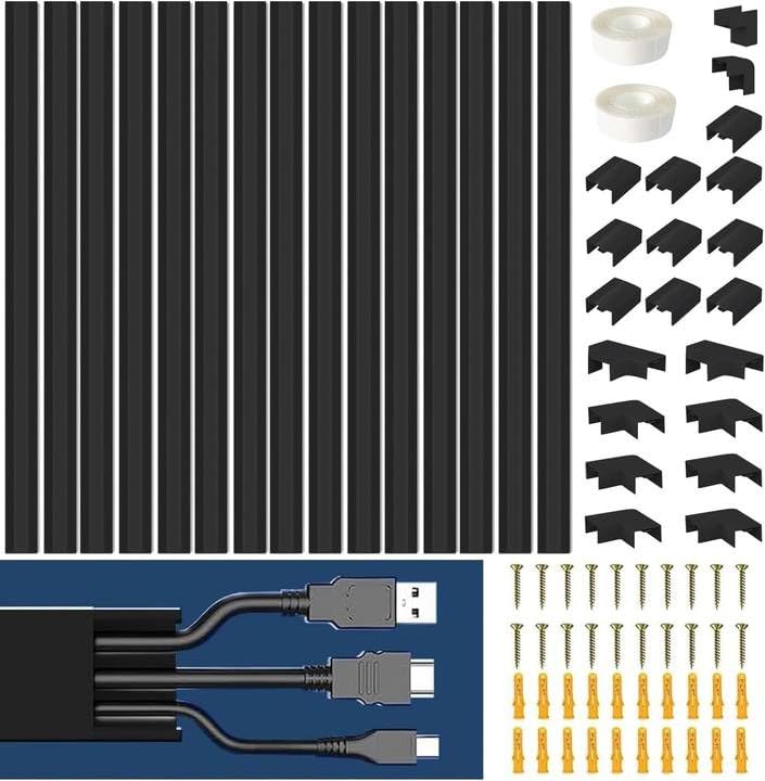配線カバー 15本セット ブラック 40cm コードプロテクター ケーブルモール 配線隠し ケーブル保護 電線収納 整理 簡単設置