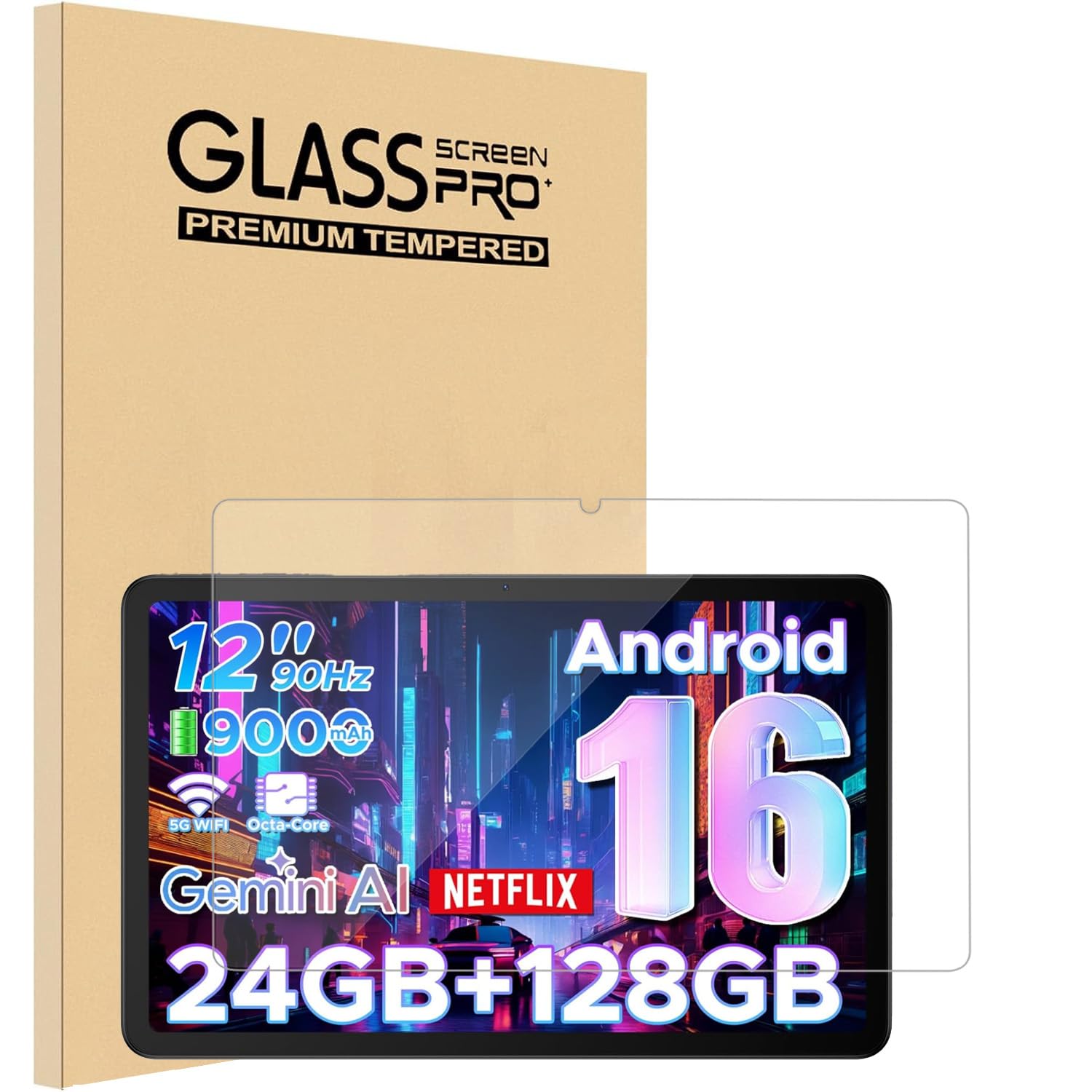 ・対応機種:DOOGEE U12、Rebecco K90、Callsky T12S、DOOGEE T36 ・画面サイズ:12インチ ・素材:日本旭硝子製強化ガラス ・硬度:9H ・機能:飛散防止、撥水・撥油加工、指紋防止、高透過率、自動吸着、スクラッチ防止、気泡防止