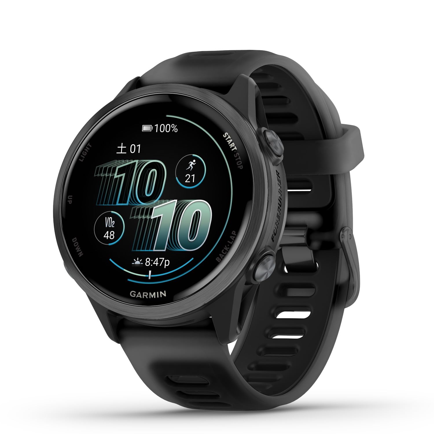 GPSランニングウォッチ 42mm ブラック AMOLEDディスプレイ 軽量 長時間バッテリー マルチスポーツ対応 スピーカー マイク内蔵 心拍計 睡眠スコア計測機能付き