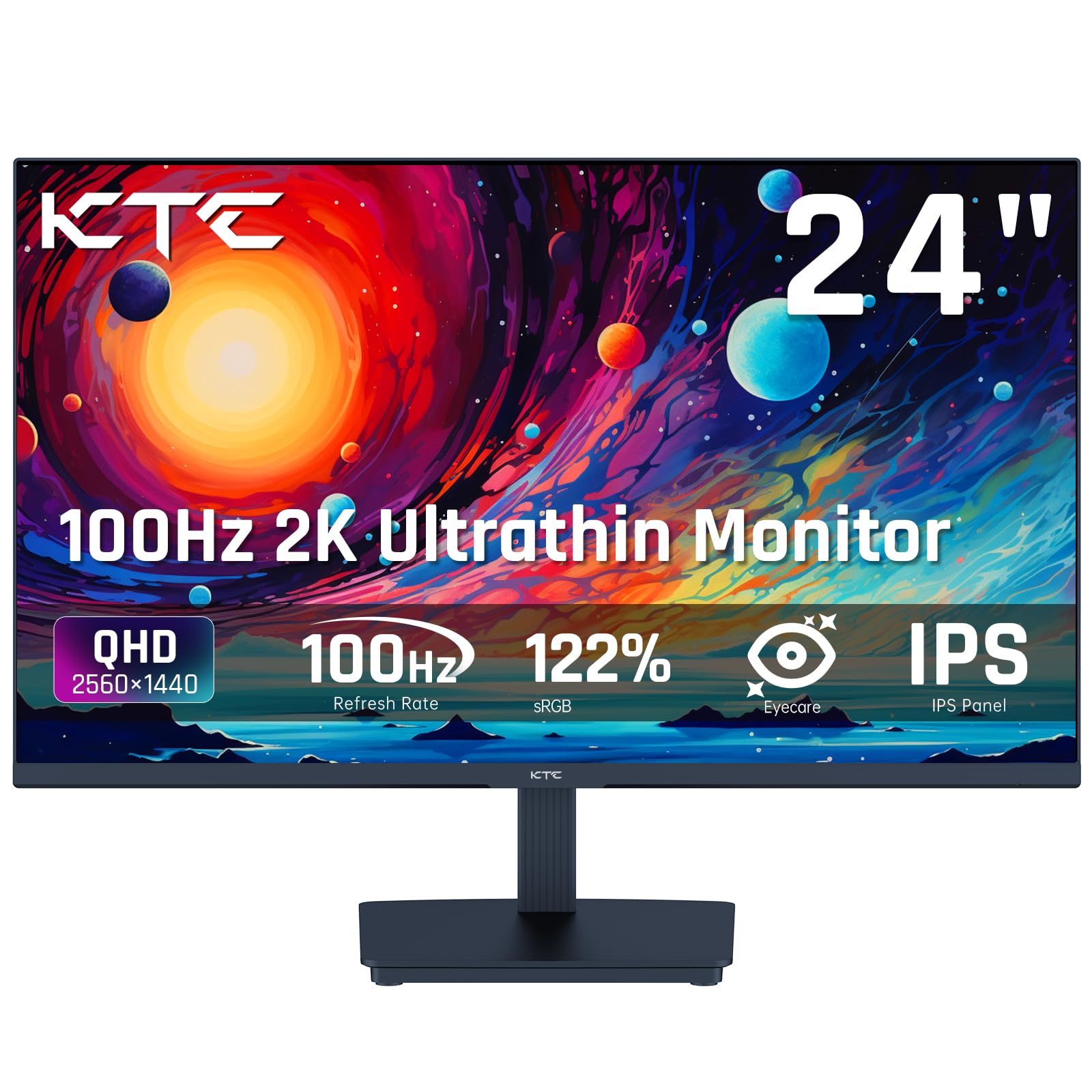 PCモニター 24インチ QHD 100Hz IPS 2K 1300:1 ブルーライトカット sRGB 122% HDMI2.0 ディスプレイポート オフィスワーク用