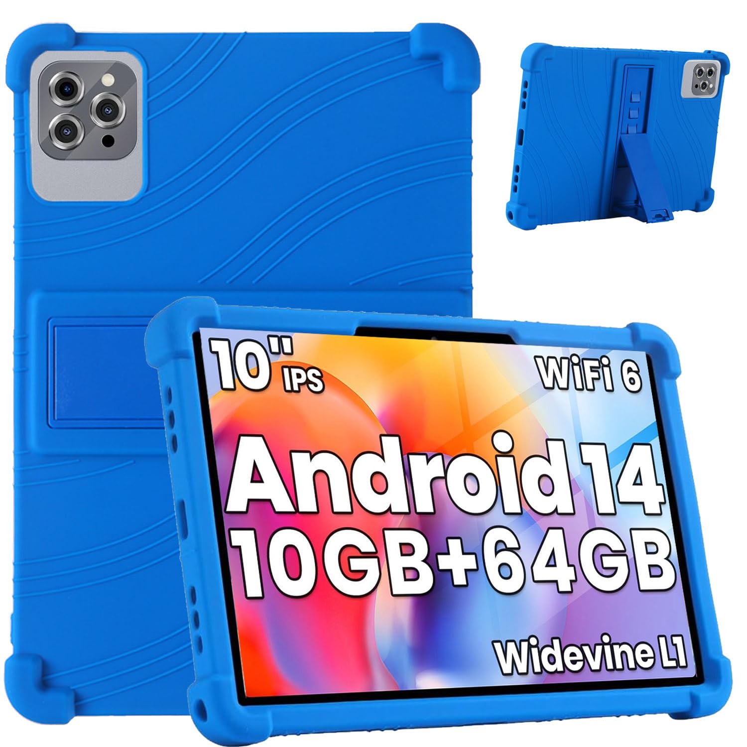 Tablet - タブレットケース 10.1インチ シリコン 360度全面保護 耐衝撃 ソフトカバー 擦り傷防止 軽量 カラフル ネイビーブルー おしゃれ タブレットカバー