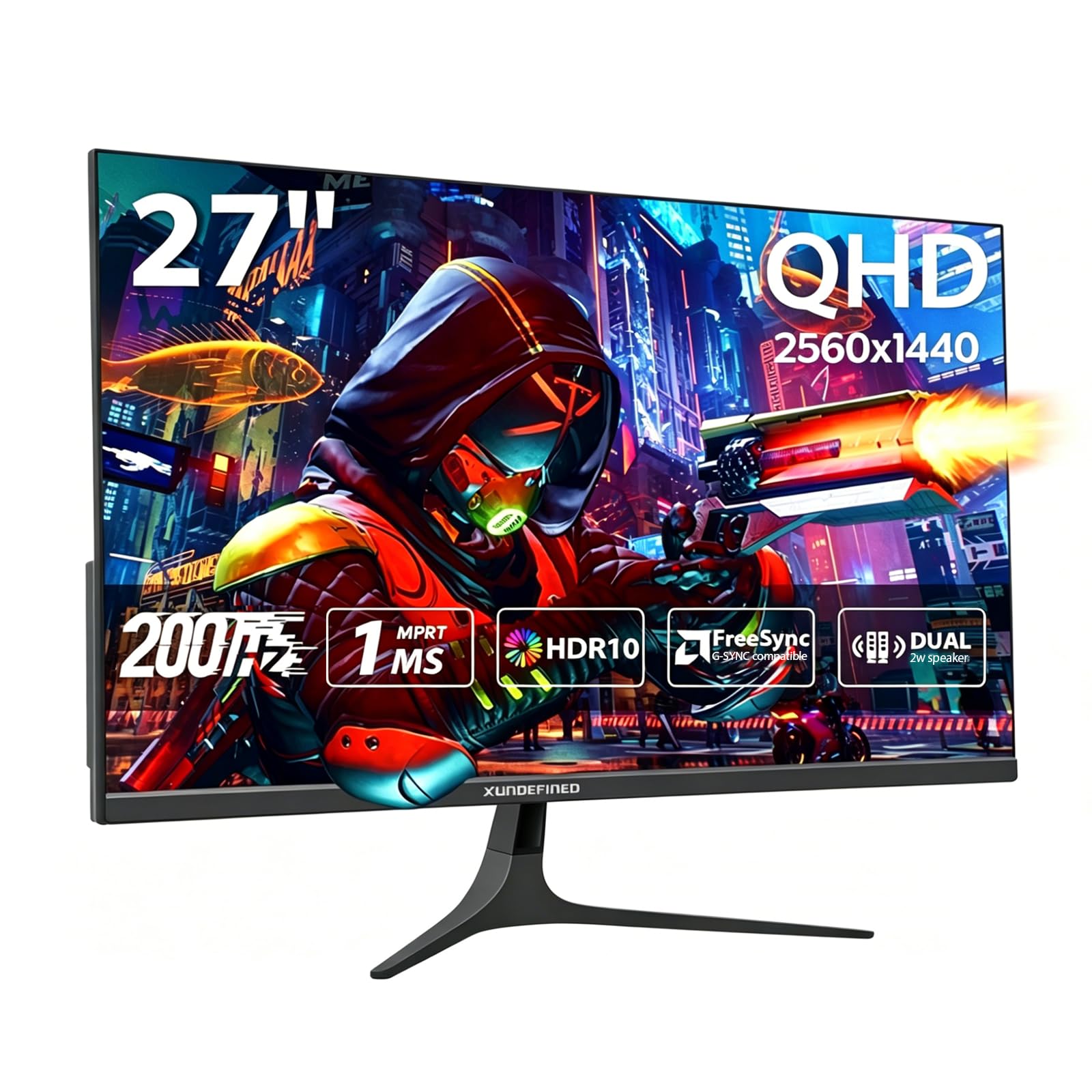 ゲーミングモニター 27インチ 2K 1440P IPS 180Hz 144Hz スピーカー内蔵 高速応答 HDR10 sRGB125% HDMI DisplayPort対応