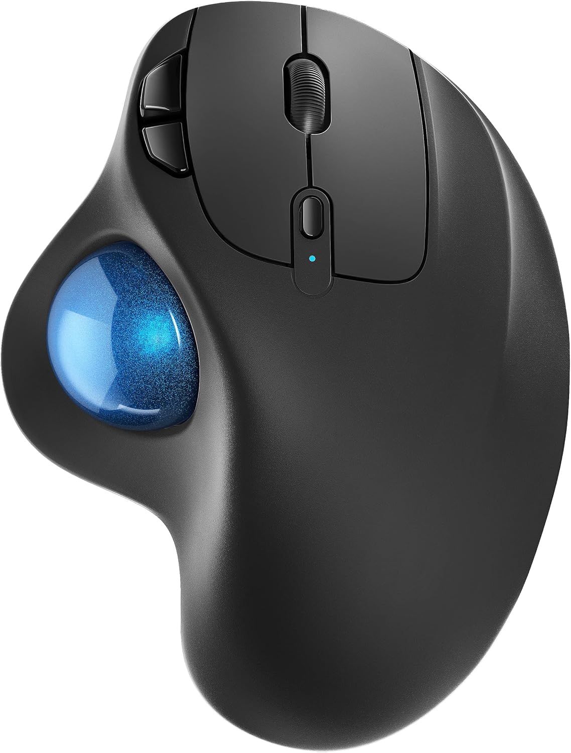 トラックボールマウス 親指操作 ワイヤレス 無線 充電式 Bluetooth USB接続 6ボタン 4段階DPI調節 人間工学設計 3台接続可能 ブルー Windows Mac対応