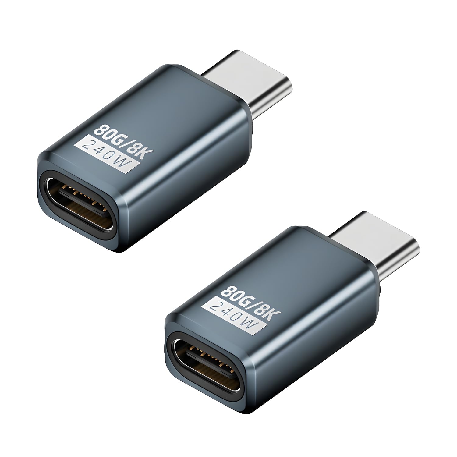 USB Type-C Conversion Adapter, L-shaped, 2-Pack, 80Gbps High-Speed ​​Data Transfer, PD240W Fast Charging Compatible, 8K60Hz Video Output, Extension Connector, Conversion Plug