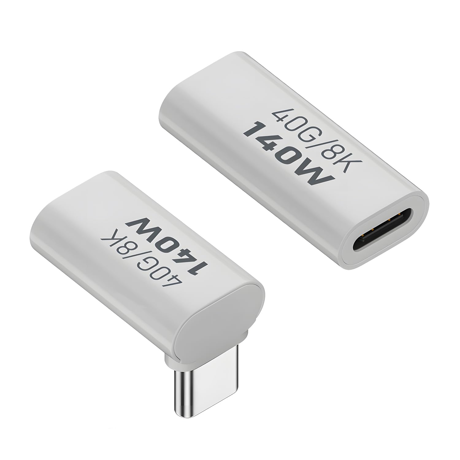 ・データ転送速度:最大40Gbps ・充電規格:PD3.1対応 ・充電出力:最大140W ・映像出力:最大8K(7680×4320)60Hz ・コネクタ形状:90度L型 ・セット内容:2個セット ・タイプ:Dタイプ+Eタイプ