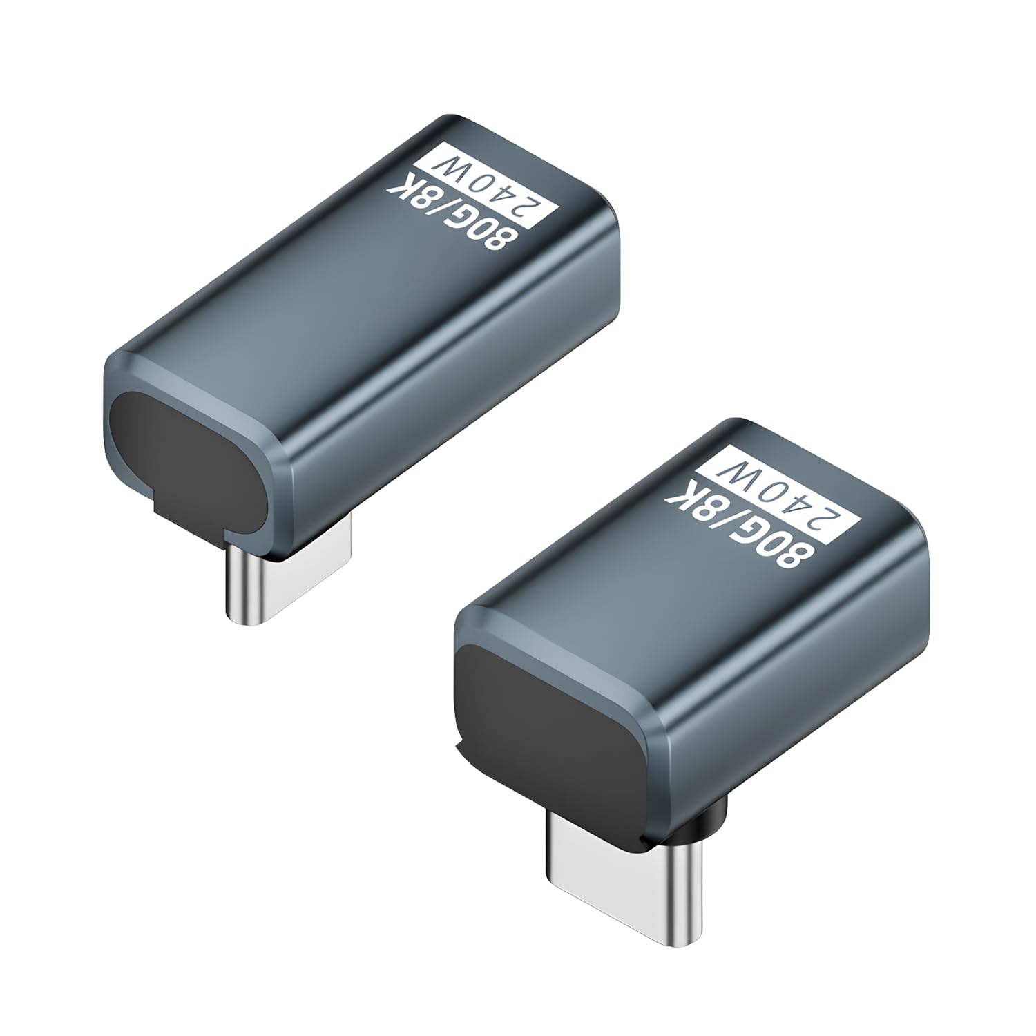 Type-C アダプター L字 2個セット 80Gbps PD240W 急速充電 8K60Hz 高速データ転送 変換コネクター オス メス 240W対応