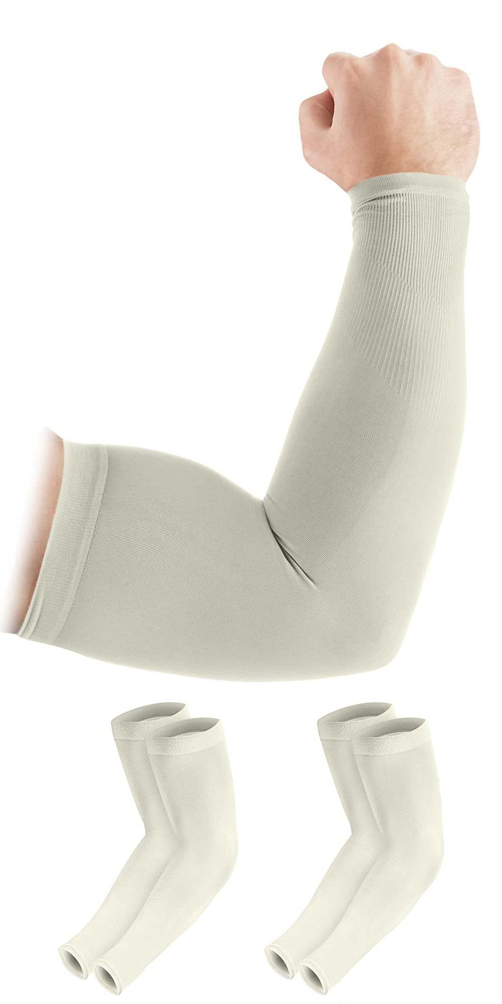 Arm Warmers - アームカバー 4枚組 瞬間冷感 メンズ レディース 腕カバー UVカット 吸汗速乾 ストレッチ 抗菌防臭 滑り止め 無地 夏用 日焼け止め 紫外線対策 UPF50+