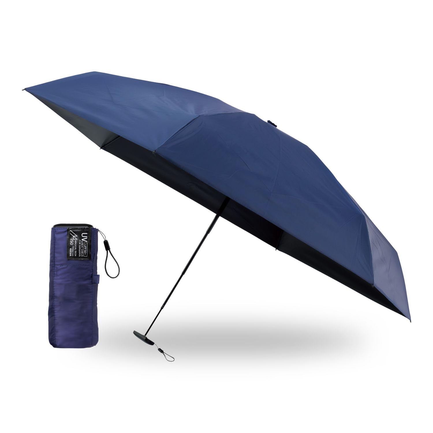 折りたたみ傘 軽量 コンパクト 遮光100% 遮熱 UVカット 晴雨兼用 フラット 手開き 無地 親骨50cm 持ち運び 便利