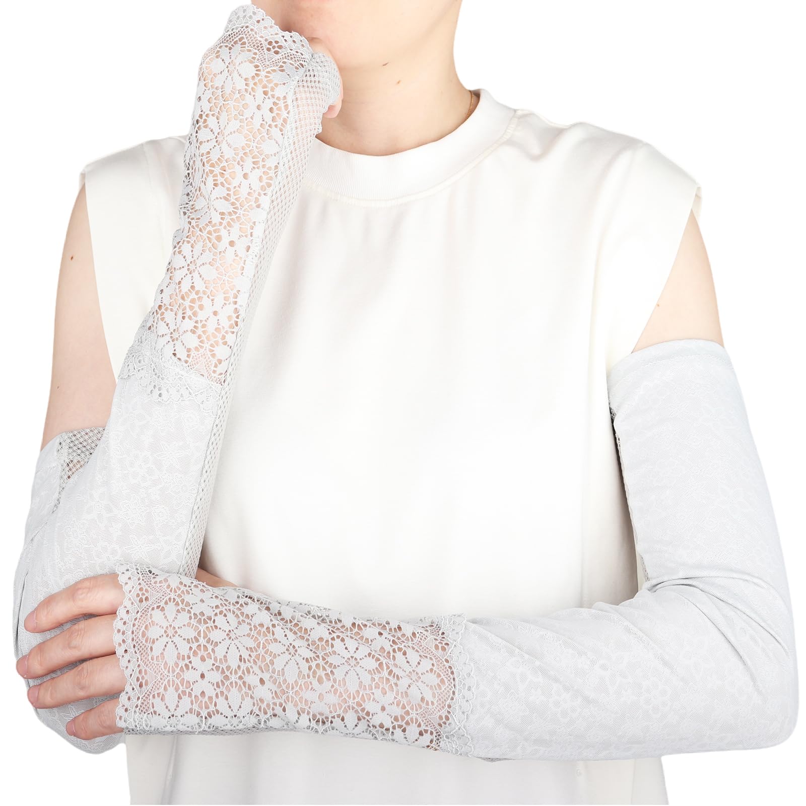 Arm Warmers - アームカバー レディース 夏用 UVカット 冷感 ロング 腕カバー 日焼け防止 暑さ対策 ズレない 自転車 レース おしゃれ プレゼント