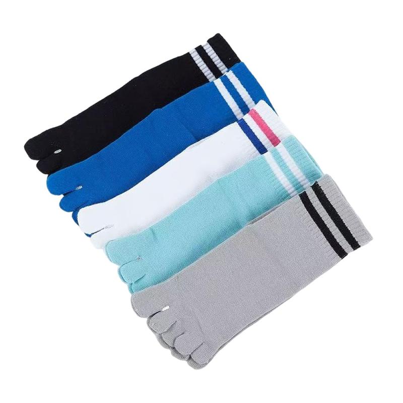 [ZGKULAEAOW] 子供 靴下 子供用五本指ソックス キッズ ショートソックス くつ下 男の子 女の子 スポーツソックス ジュニア 5本指 ボーダー柄 綿 3足/5足組