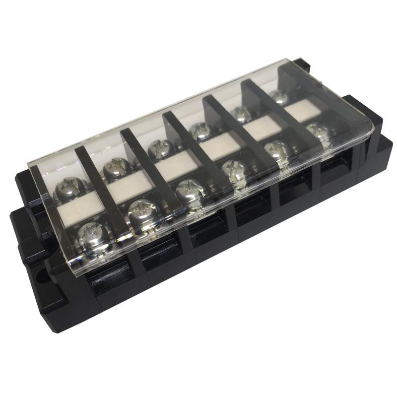 春日電機 組端子台 (セルフアップ) T20C06●色:ブラック●極数:6●長さ(mm):95●幅(mm):34●高さ(mm):22●質量(g):95●定格:250V-30A●端子ねじM4●商用周波耐電圧:2000V 1分間●インパルス耐電圧:4000V●適合電線(m[[平米]]):1.25~3.5●本体:フェノール●カバー:ポリカーボネート