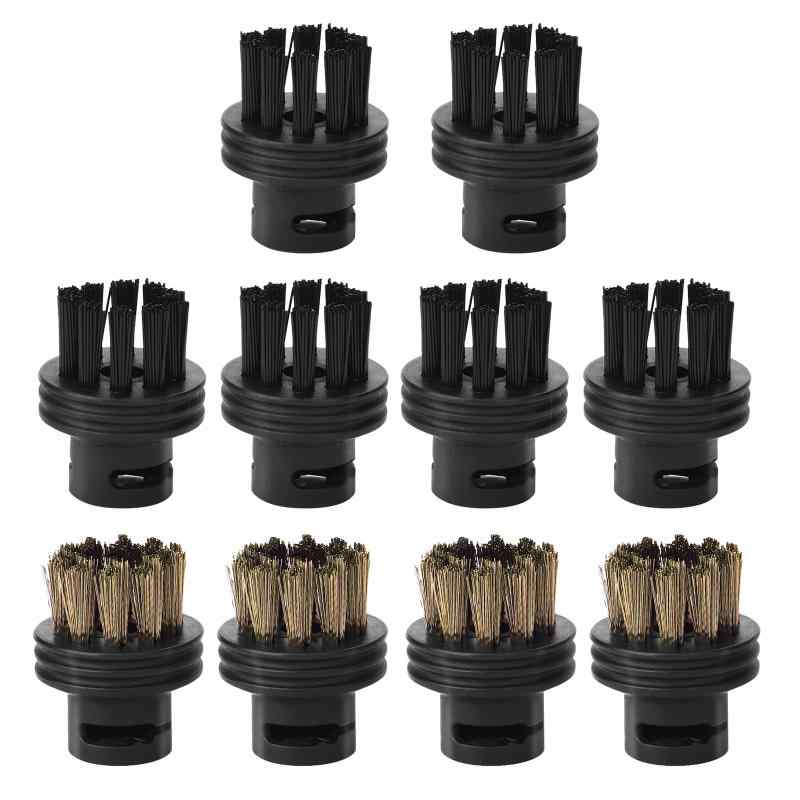 Waitbird スチームクリーナーブラシヘッド 10 パック、スチームクリーナーと互換性あり、交換部品アクセサリー 硬い表面用クリーニングブラシヘッド (ナイロンブラシヘッド 6 パック + 真鍮(3.0)