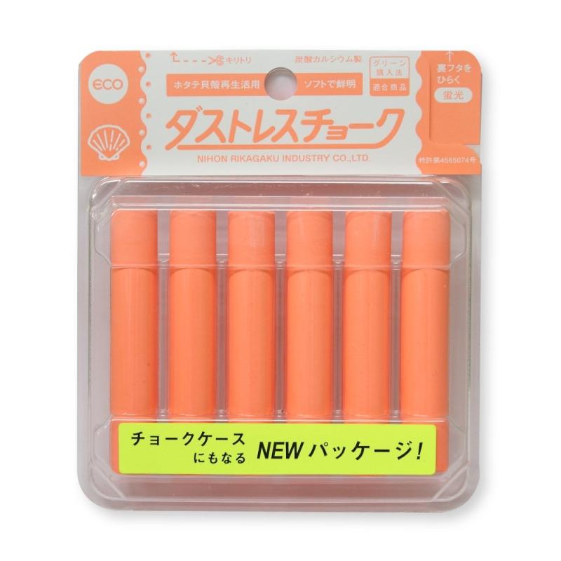 日本理化学 ダストレス蛍光チョーク 橙 6本 DCK-6-RG