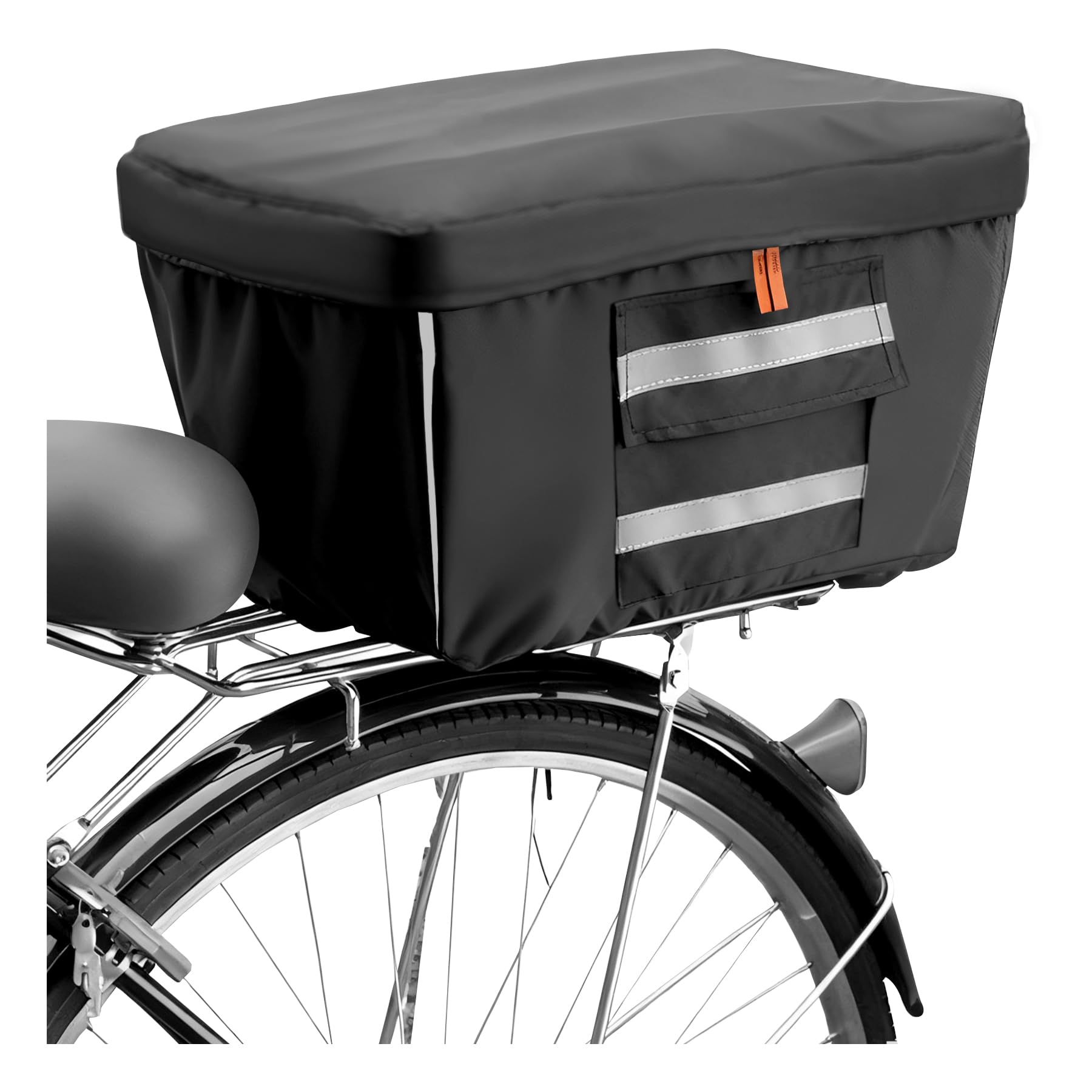 自転車 カゴカバー 後ろ 2段式 防水 撥水 止水ファスナー 反射帯付き 容量アップ ...