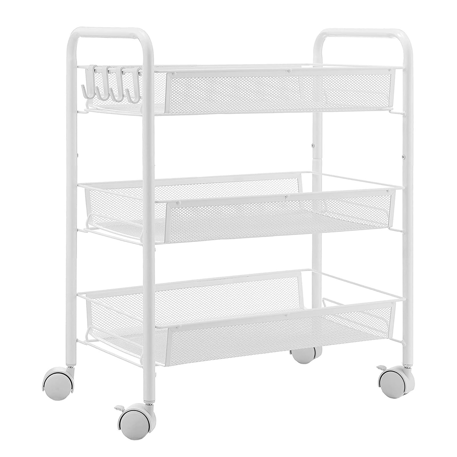 Av （TV, CD, Audio Rack） - キッチンワゴン キャスター付き 収納ラック 隙間収納 スチールラック 3段 メッシュ バスケットラック キッチンラック 収納カート 組み立て簡単 移動式 収納棚