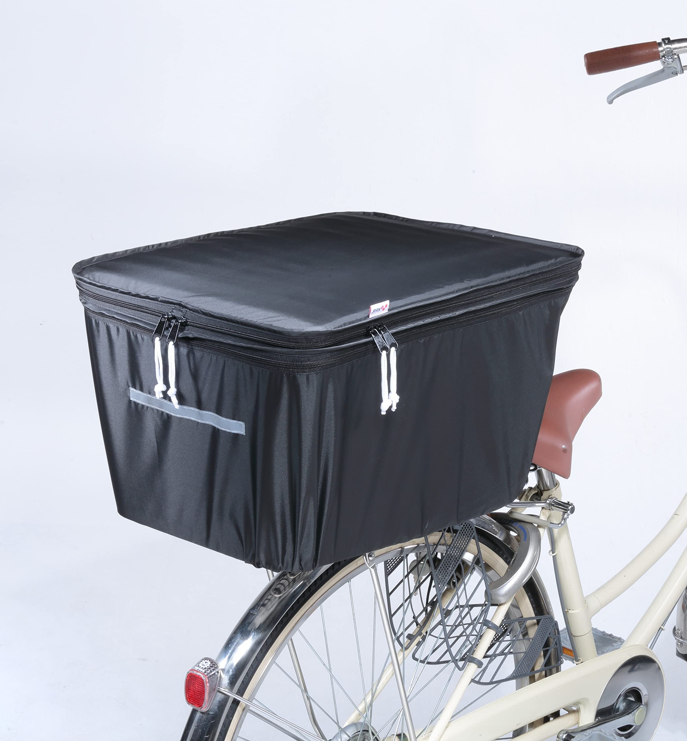 2段式大型リヤバスケットカバー 電動アシスト自転車対応 ブラック