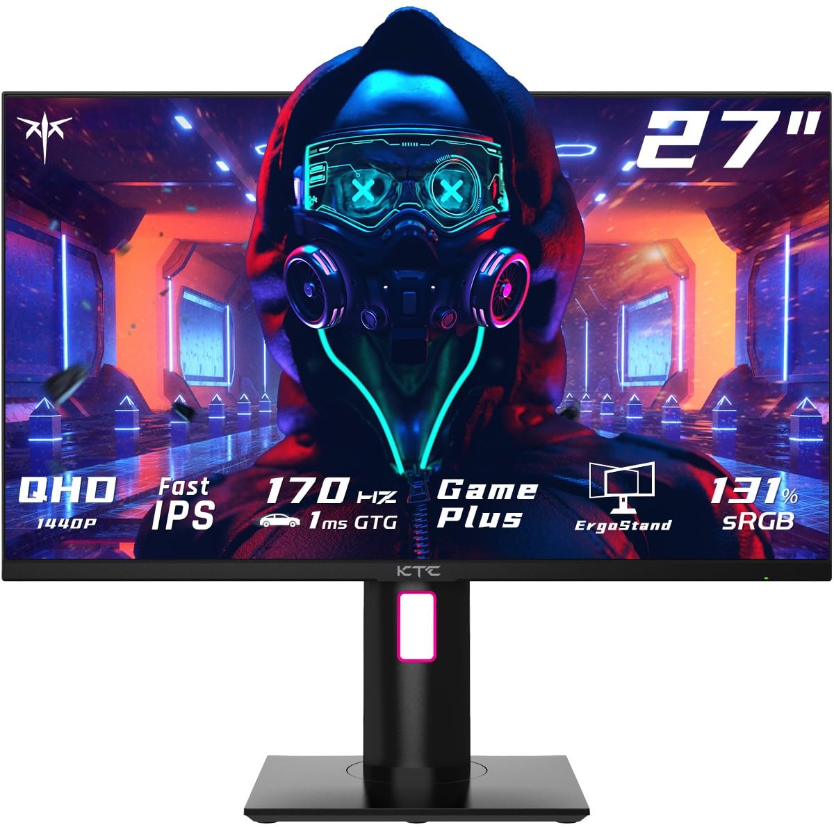 Gaming Monitor 27 Inch 1440p 170Hz Monitor 2K QHD 1ms GTG Fast IPS Computer Monitor HDR HDMI USB C DP Vertical Monitor FreeSync G-Sync Swivel Tilt Height Pivot Adjustable