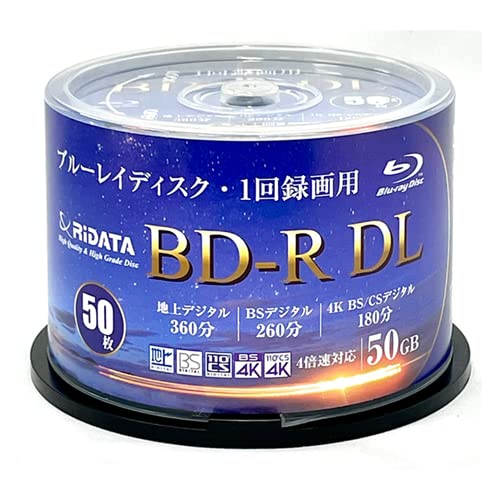 1回録画用 片面2層 1-4倍速 ブルーレイディスク 50GB スピンドルケース 50枚 ホワイトプリンタブル BD-R DL