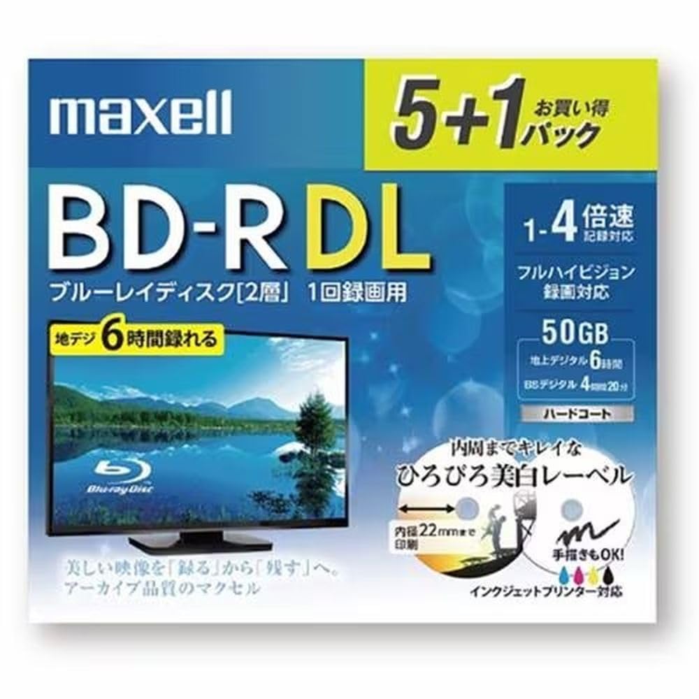 ブルーレイディスク BD-R 4倍速対応 録画用 BD-R DL 5+1枚パック