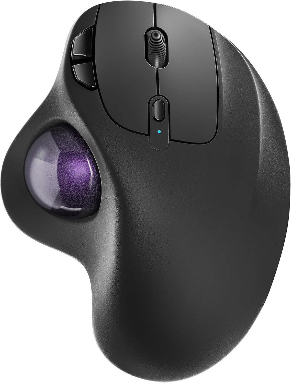 ワイヤレス トラックボールマウス 3台接続可能 Bluetooth USB接続 4段階DPI調節可能 充電式 親指操作 人間工学設計 6ボタン 進む 戻るボタン搭載 マウス 無線 Windows Mac対応 紫色