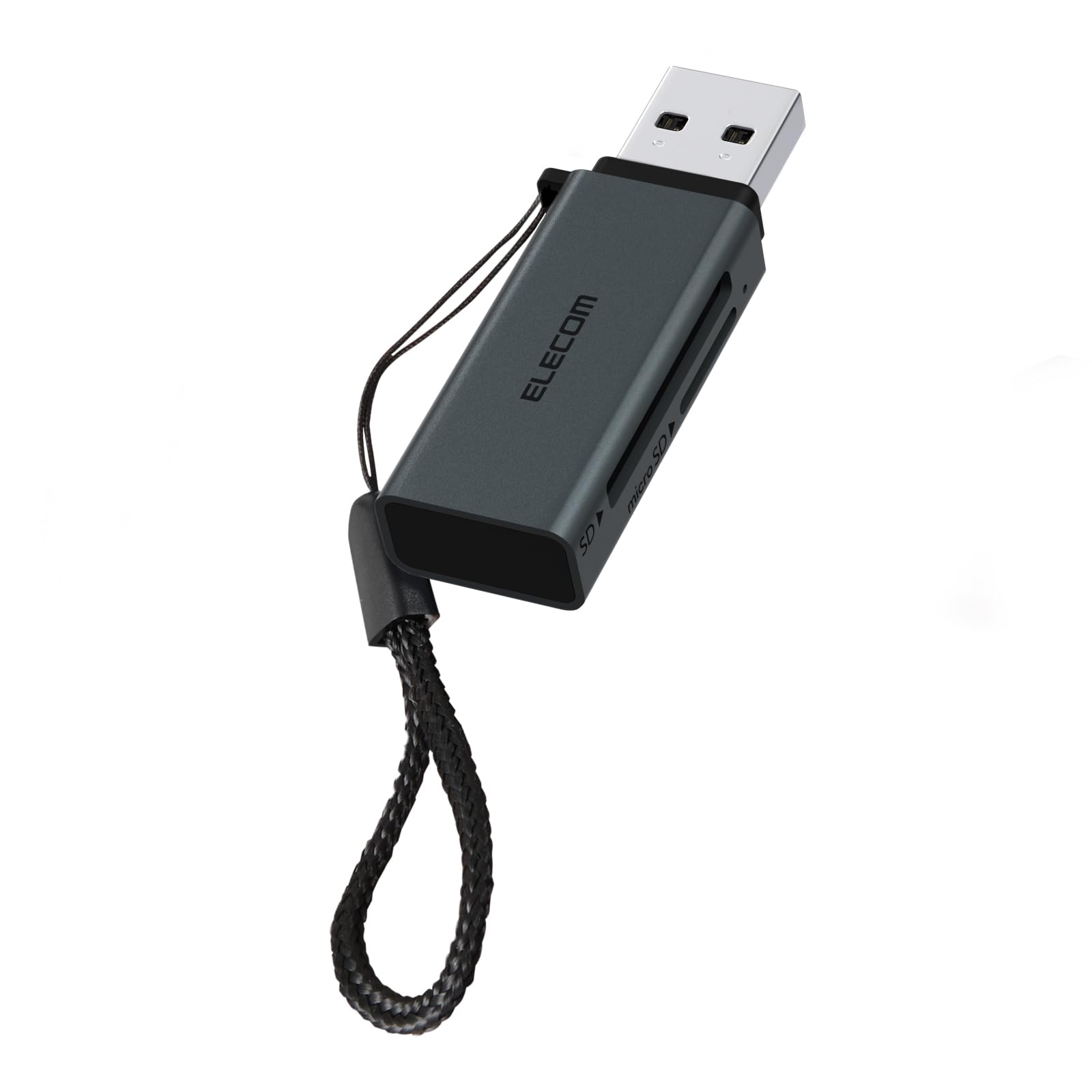 ・インターフェース:USB-A ・通信速度:最大5Gbps (USB3.2 Gen1) ・対応カード:SDXC/SDHC/SD、microSDXC/microSDHC/microSD ・スロット数:2 ・対応規格:UHS-I (最大104MB/s)