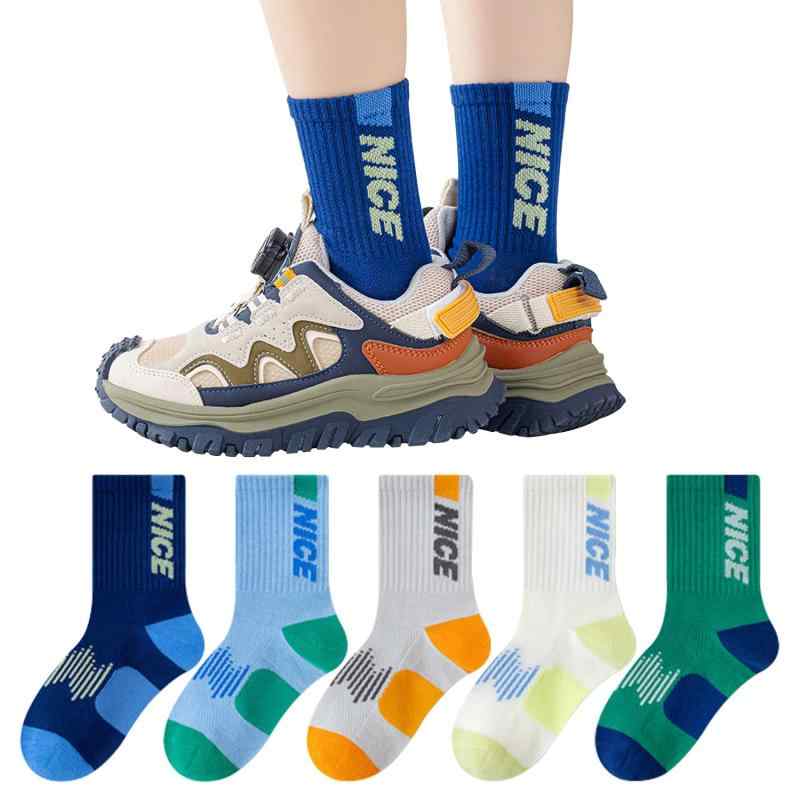 [Buffydeer] キッズ靴下 5足セット 男の子 ソックス 子供 スポーツソックス スクールソックス 春 夏 秋 学生 女の子 くつした ガール おしゃれ 快適 通気 抗菌 防臭 通学 綿