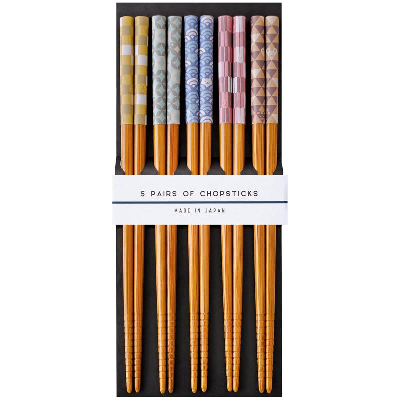 若狭塗 箸 滑り止め加工 22.5cm 5膳 セット 来客用 竹製 スス竹