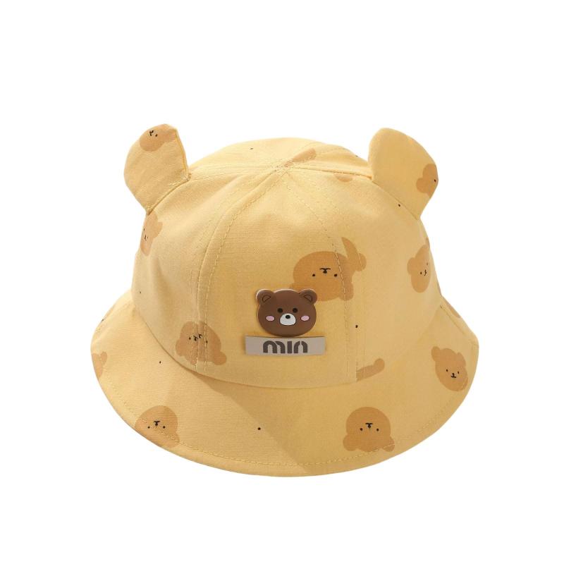 [Tidyworm] ベビー 帽子 ハット 夏 子供 日よけ帽子 可愛い くま キッズ キャップ ゴム付き 女の子 男の子 バケットハット つば広 UVカット 紫外線対策 日焼け防止 幼稚園 保育園 1-3歳(4.0)