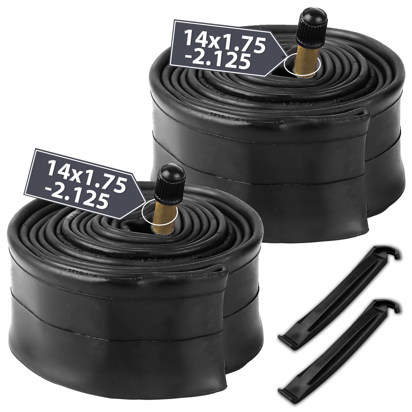 自転車チューブ 2本セット 14 16 20 24 26 27.5×1.75~2.125インチ ブチルゴム 32mm...