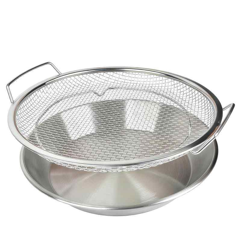 WISH SUN 琺瑯油炸鍋 揚げ物バットセット 油切り網付き 直火・IH対応 ホーロー製 フライバット(3.0)