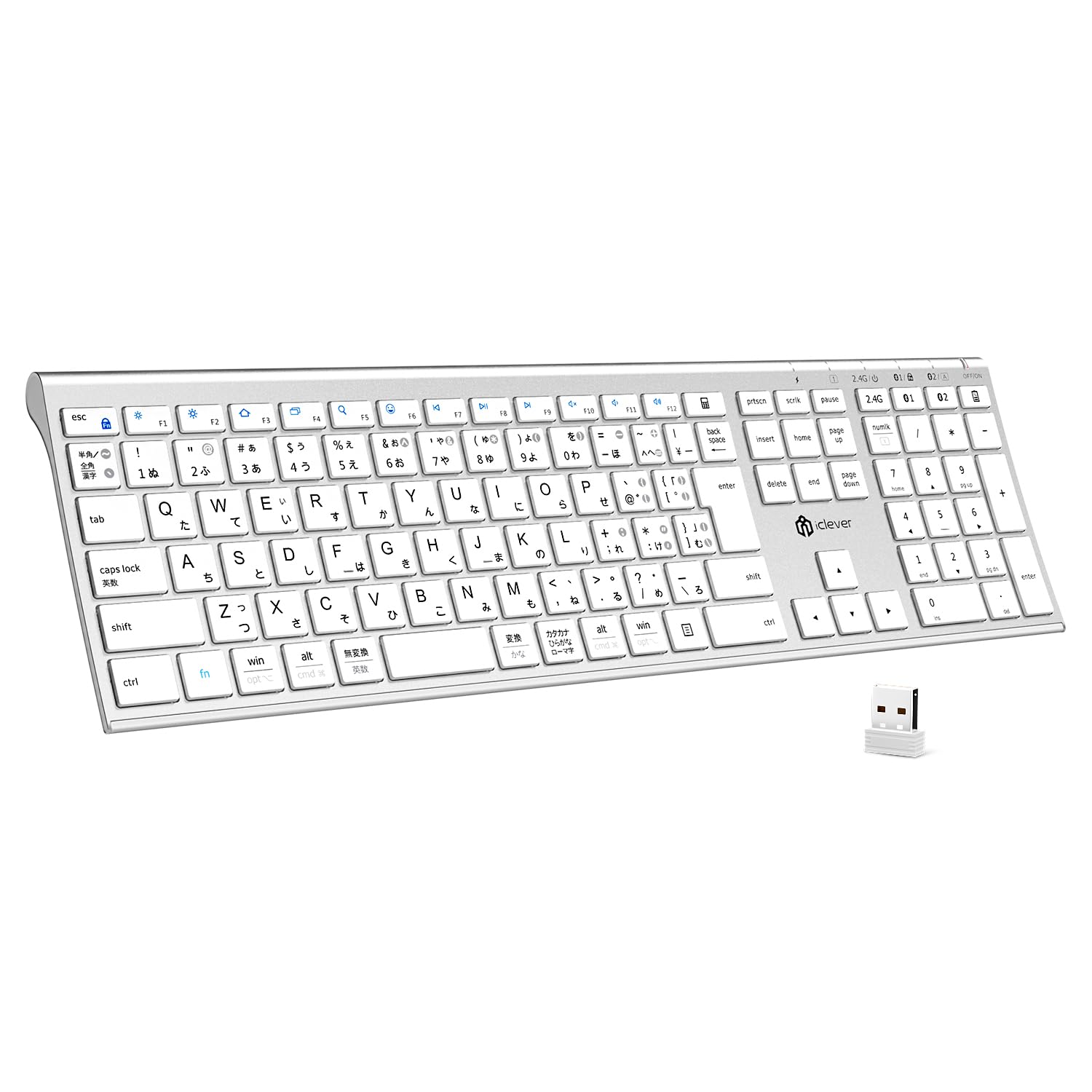 キーボード ワイヤレス Bluetooth 2.4GHz JIS日本語配列 デュアルモード フルサイズ マルチペアリング テンキー付き 3台同時接続 充電式 Type-C 静音 薄型 軽量 パンタグラフ式 PC iPad Windows Mac iOS Andr