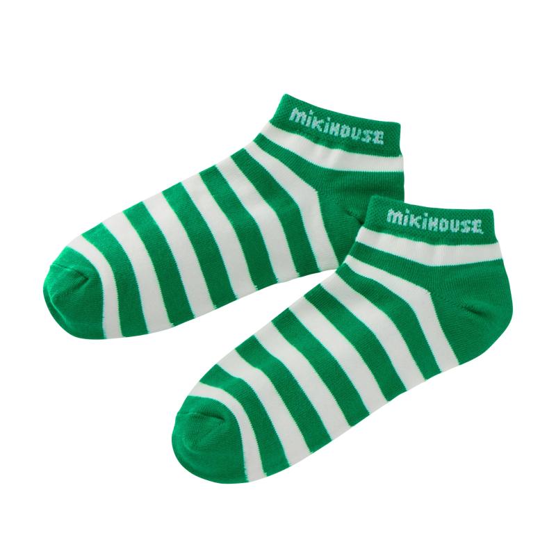 [ミキハウス] WEB ローカットソックス 大人用 ソックス 靴下 スニーカーソックス ボーダー ロゴ レディース メンズ 男の子 女の子 ベビー キッズ 子供服 12-9608-145