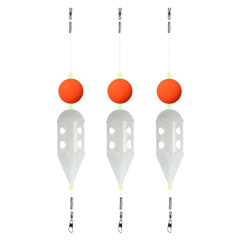 FINNECT 簡単ぶっ込みサビキカゴ 透明 サビキカゴ ロケットカゴ サビキ釣り 遠投カゴ釣り レッド/イエロー/オレンジ（夜光タイプ） 25×65mm/31×81mm/33×95mm/34×120mm 2/3/4枚セット