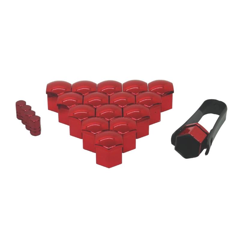 【 エスティーエスミチコ 】 ホイール ナット キャップ 赤 メタリック カラー エアバルブキャップ 付属