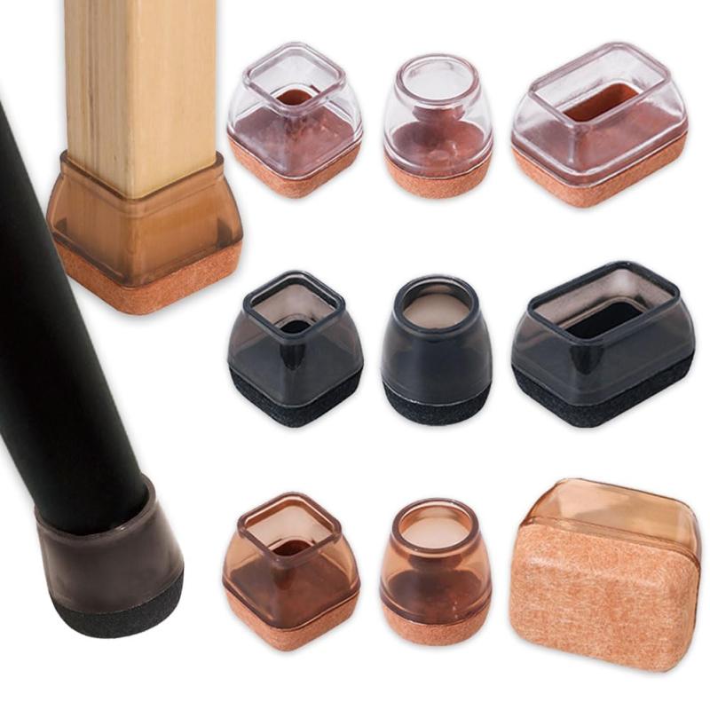 椅子脚カバー シリコン イス 足カバー 脚カバー 16個セット 4脚分 4個 8個 24個 キャップ 丸型 丸脚 角脚 正方形 おしゃれ 可愛い かわいい 脱げにくい 脚キャップ チェアソックス 茶 黒 クリア