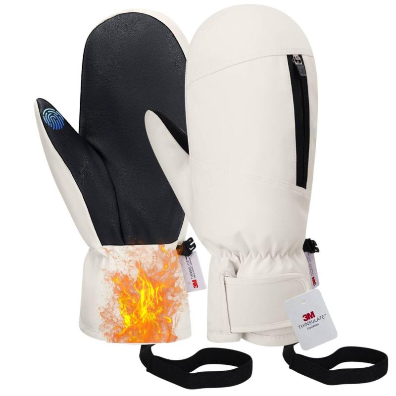 [Tatsui] 防寒グローブ 【4層構造×裏起毛×5本指ミトン】 防寒手袋 スキーグローブ 内側5本指 裏起毛 3Mシンサレート タッチパネル対応 撥水加工 ポケット付き 防水 防風 滑り止め 厚手 バイク