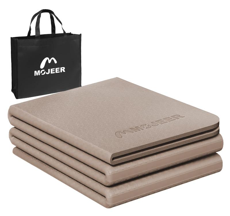 MOJEER ヨガマット 折りたたみ 幅広 6mm トレーニングマット ストレッチマット 軽量 TPE素材 183×61×0.6cm コンパクト 滑り止め トラベルヨガマット 持ち運び用収納袋付き